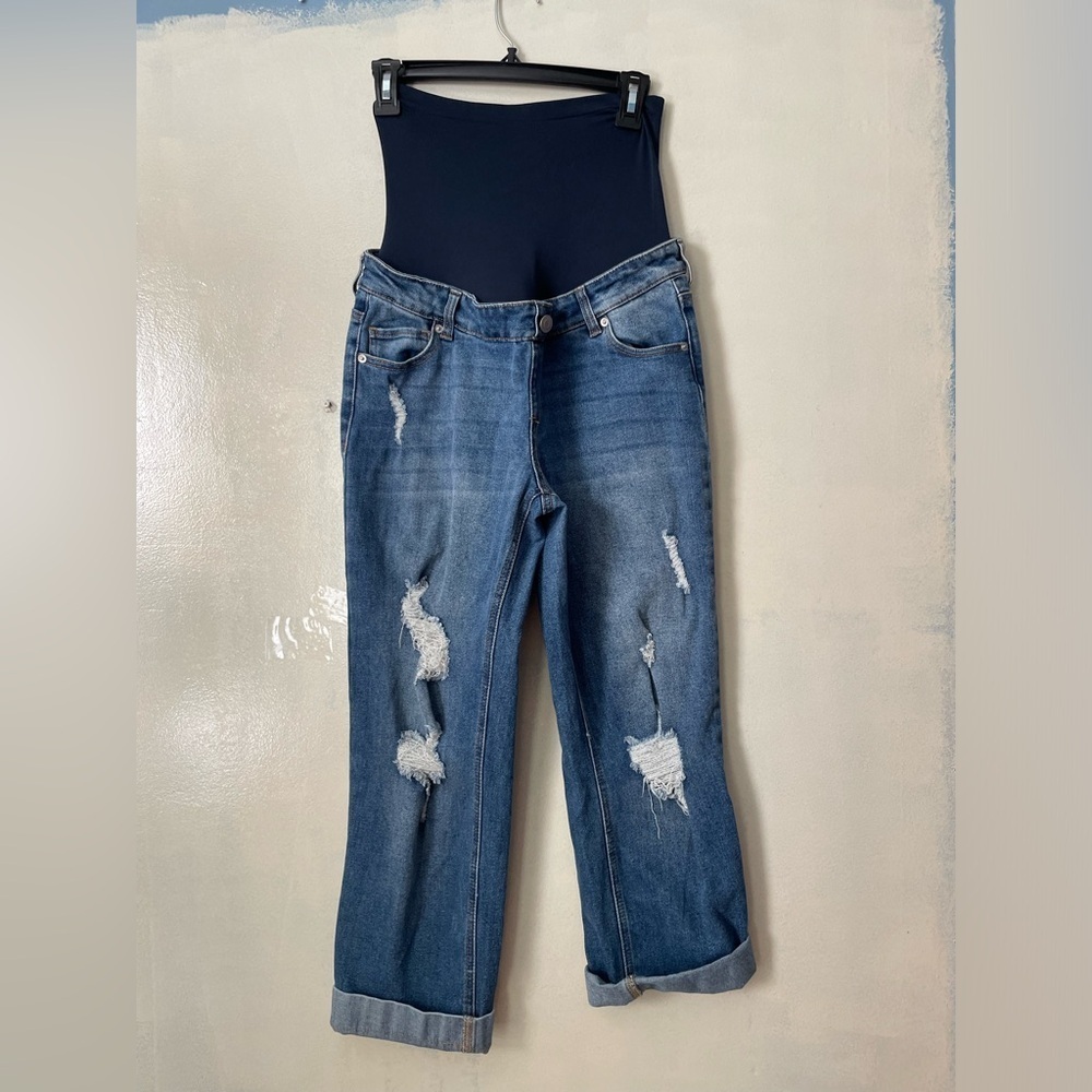 Women’s time + true maternity jeans size M (8-10) cuffed straight leg